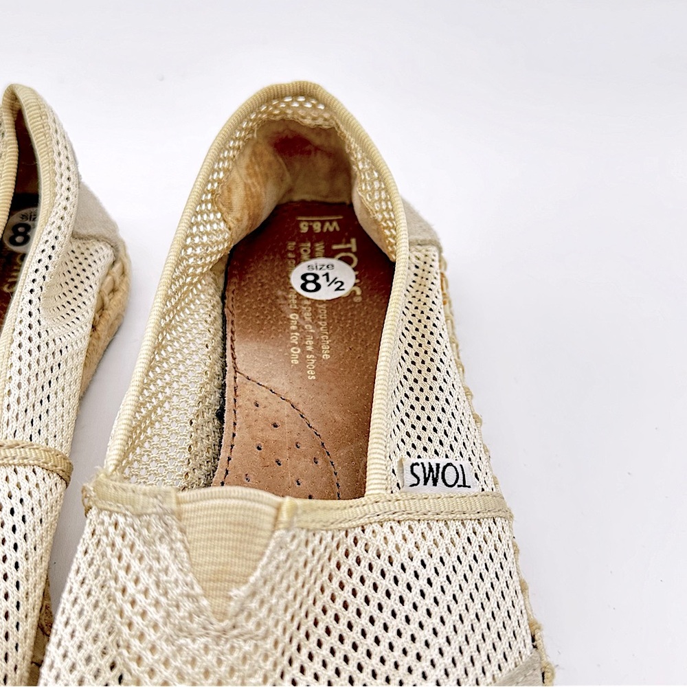 TOMS Classic Mesh Slip On Espadrille Flats Beige Womens 8.5‎ Casual - Picture 7 of 13